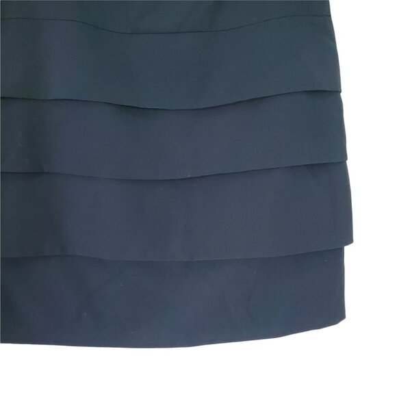 LARRY LEVINE Womens‎ Skirt Size 8 Stretch Ruffle Black Layered A-Line Slit Short - Picture 6 of 8